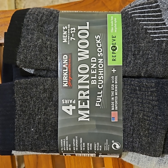 NWT 4-Pack Men's Multi-color Merino Wool Blend Cushioned Socks with Arch Support - Picture 10 of 13